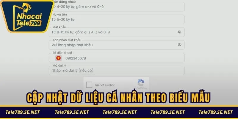 Cập nhật dữ liệu cá nhân theo biểu mẫu