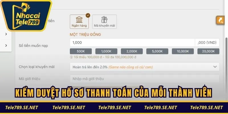 Kiểm duyệt hồ sơ thanh toán của mỗi thành viên